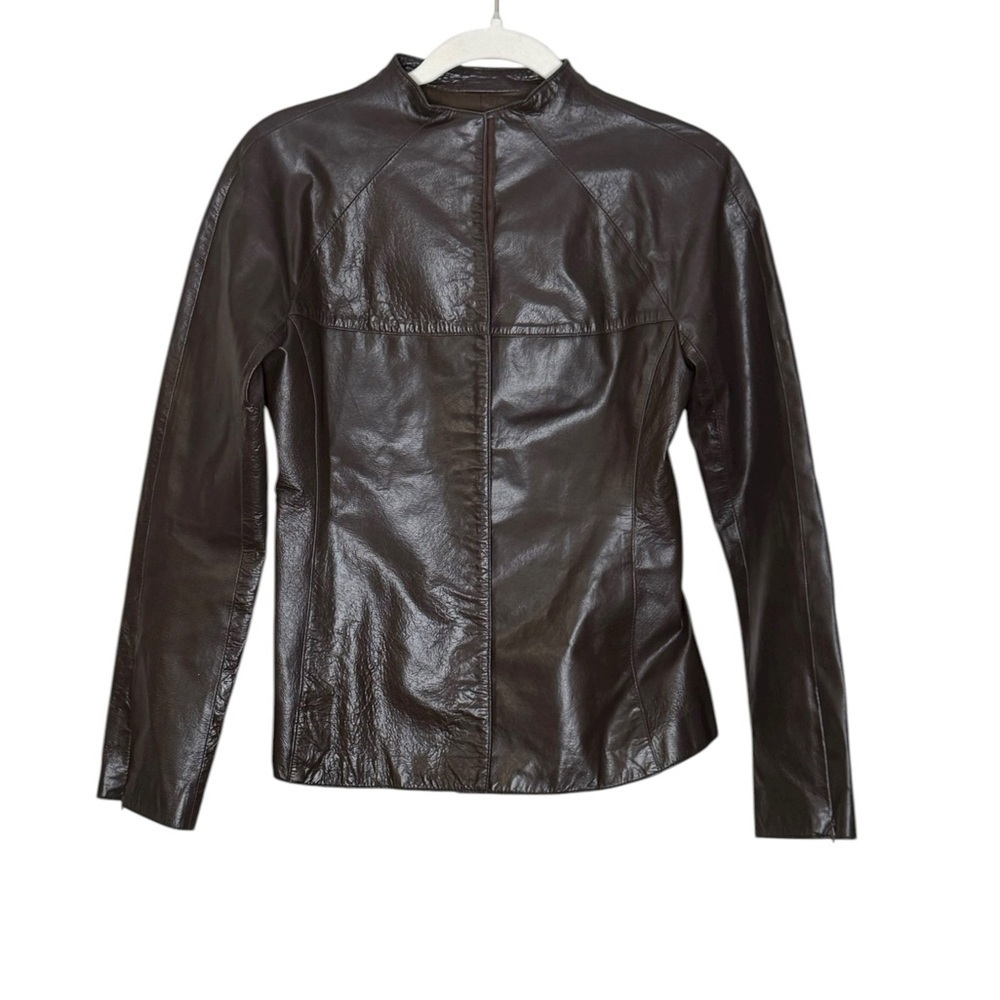 Nice Claup Tokyo Authentic Leather Chocolate Brown Jacket with Red Leather Tag L - Picture 2 of 8